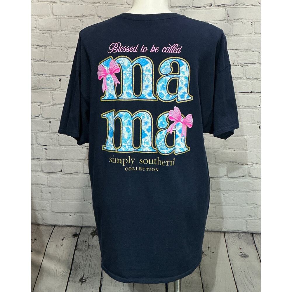 Simply Southern Women’s Navy Blessed To Be Called MaMa Tee (Size 2XL)